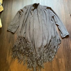 🚨LAST CHANCE🚨 Suede fringe wrap cardigan